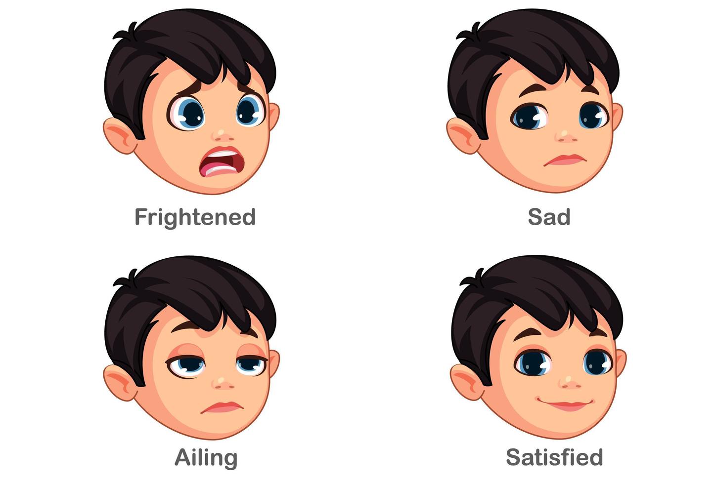 Boy with different facial expressions part 2 vector