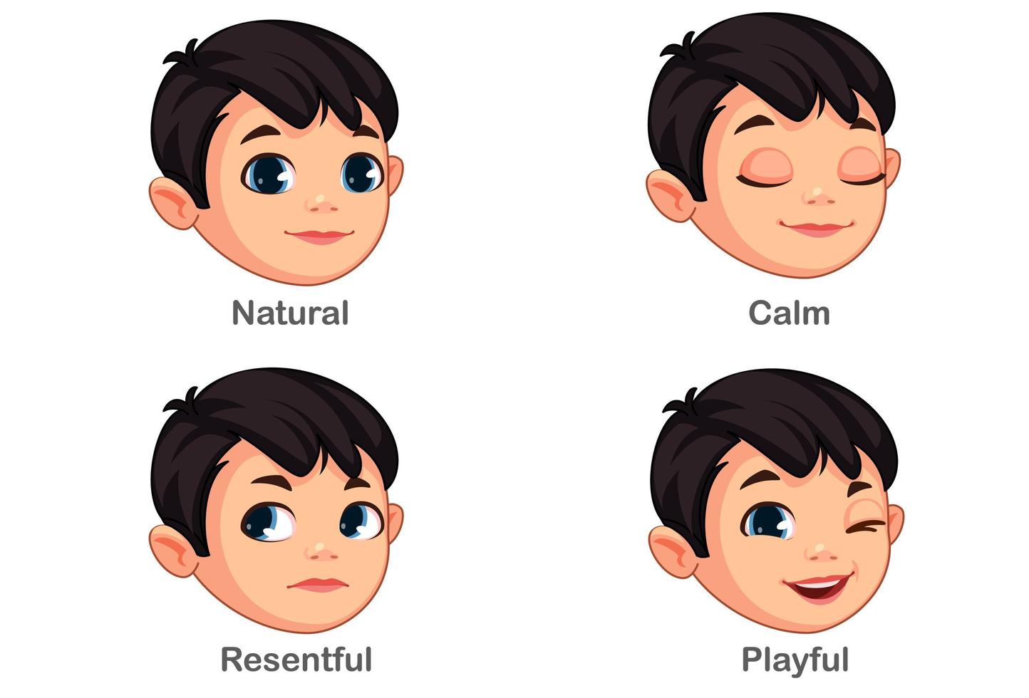 niño con diferentes expresiones faciales parte 1 vector