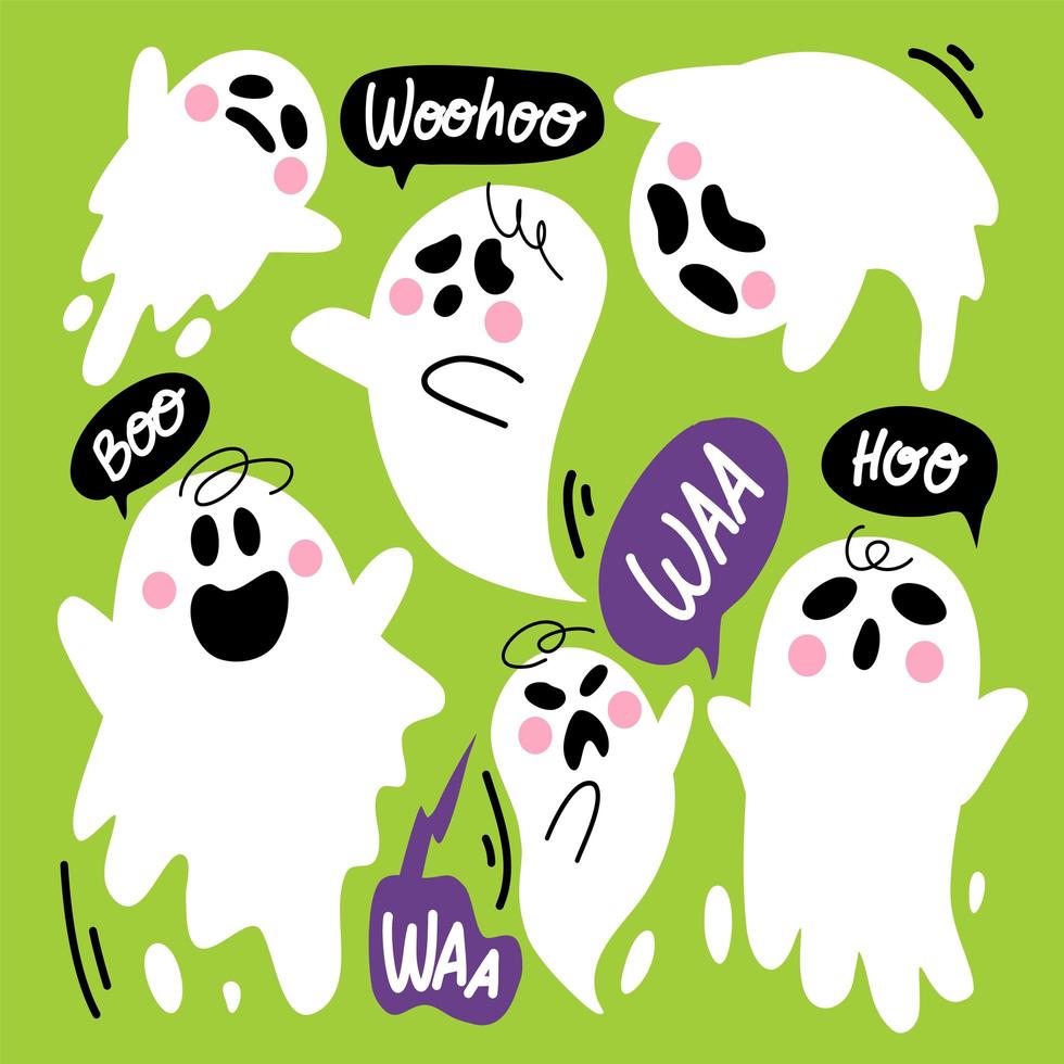 Cute Adorable Ghost Characters Set  vector