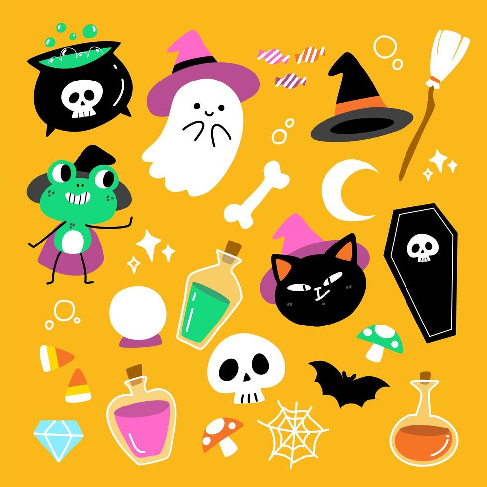 Cute Scary Halloween Characters Set  vector