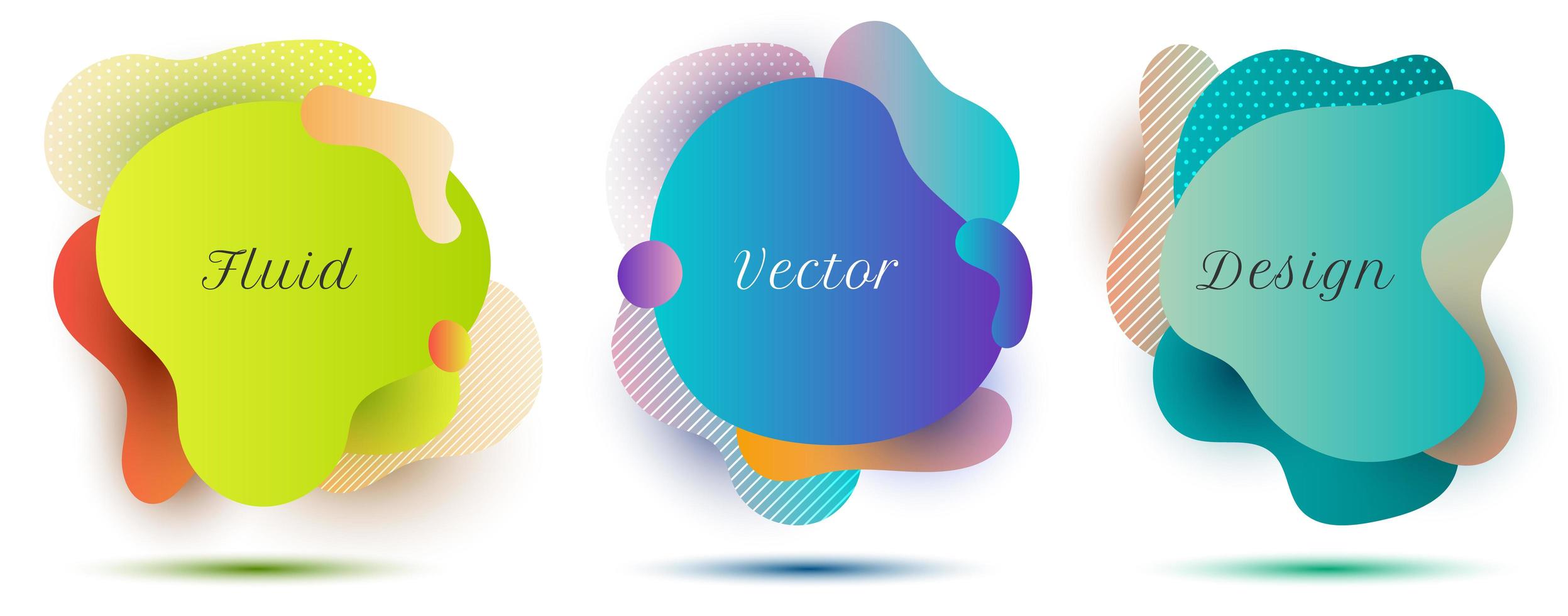 conjunto de insignias de forma de color degradado fluido abstracto vector