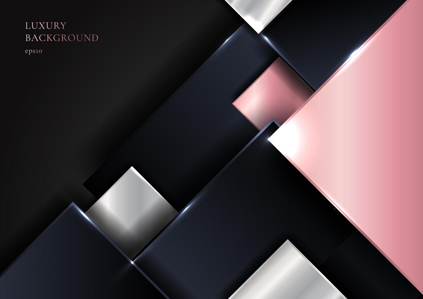 Abstract geometric shiny pink and silver overlapping squares vector