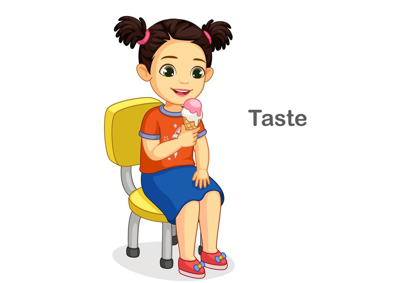 Girl having ice cream showing a Taste sense vector