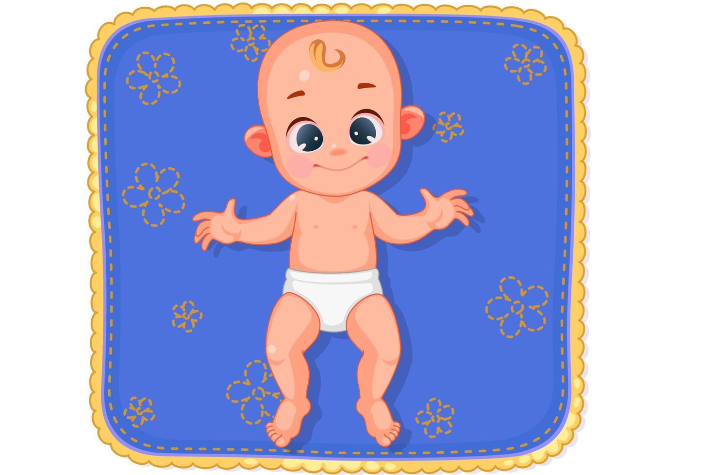 Cute happy baby lying on mat vector