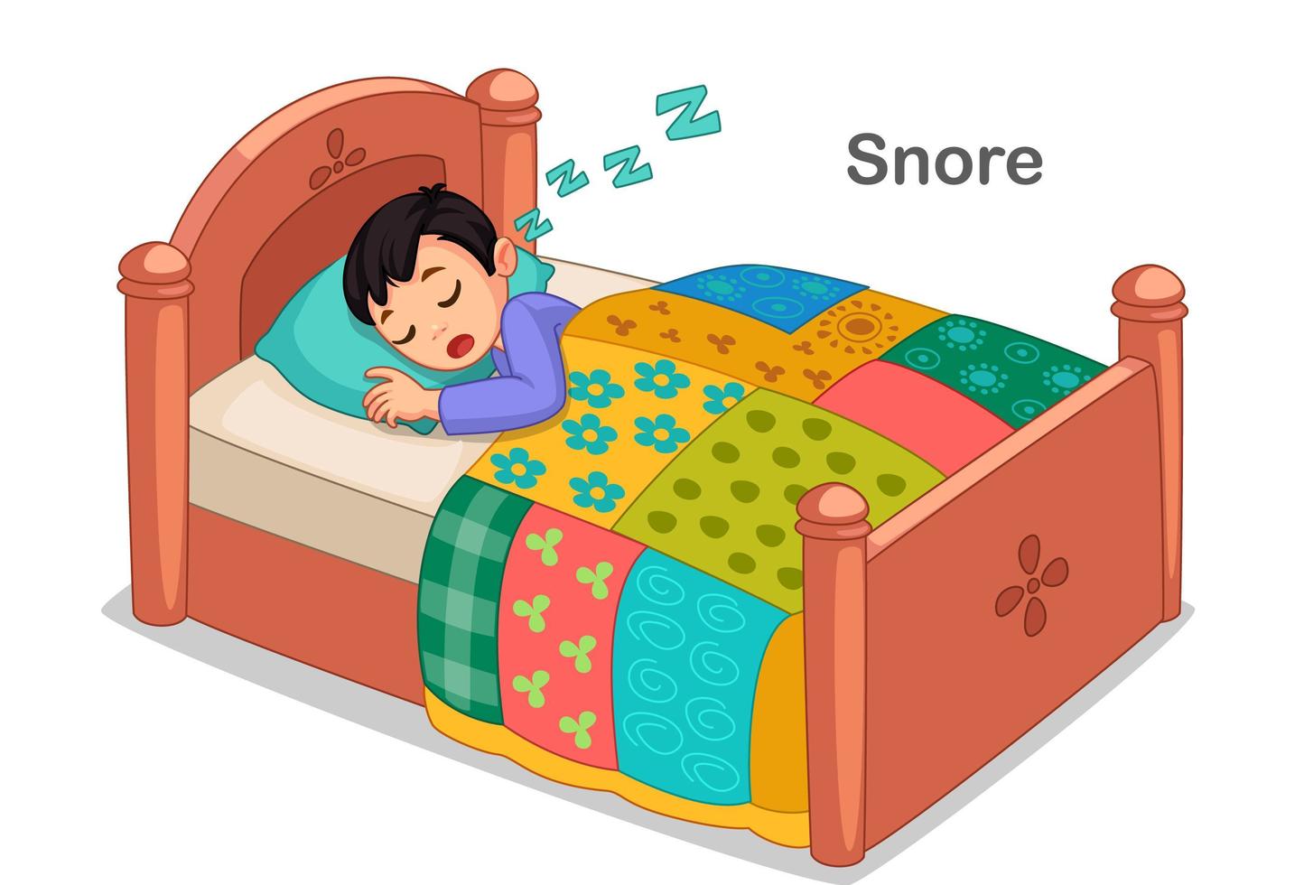 Little boy sleeping and snoring vector