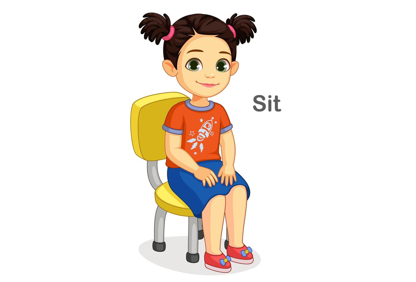 Cute girl sitting on the chair vector