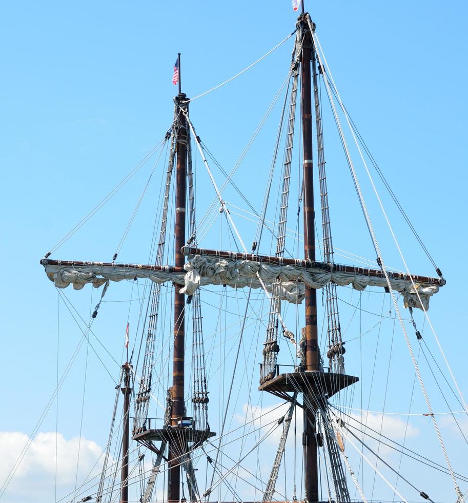 Masts of a galleon ship photo