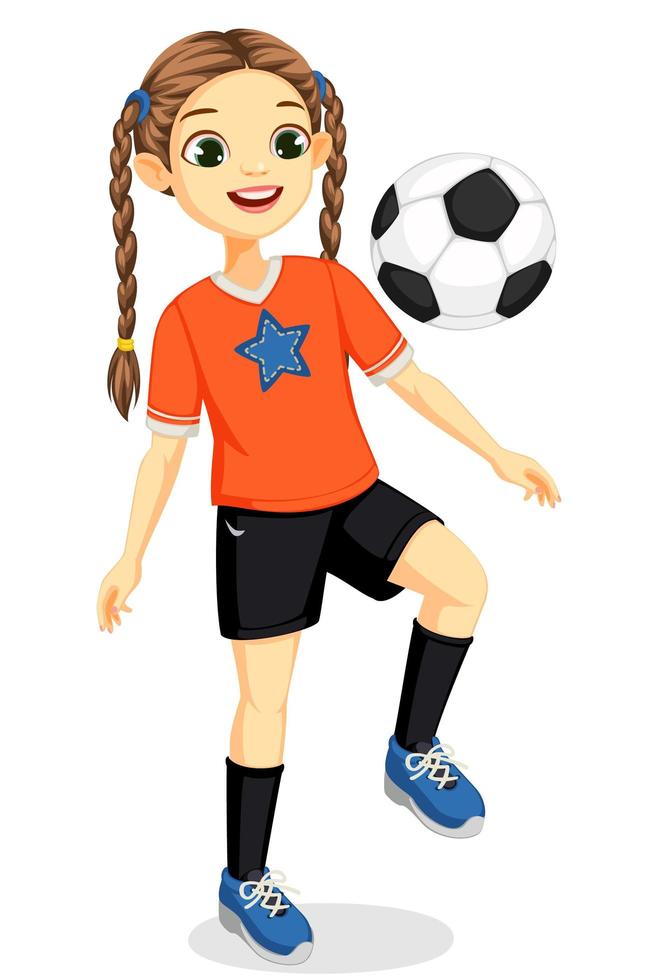 Young soccer player girl vector