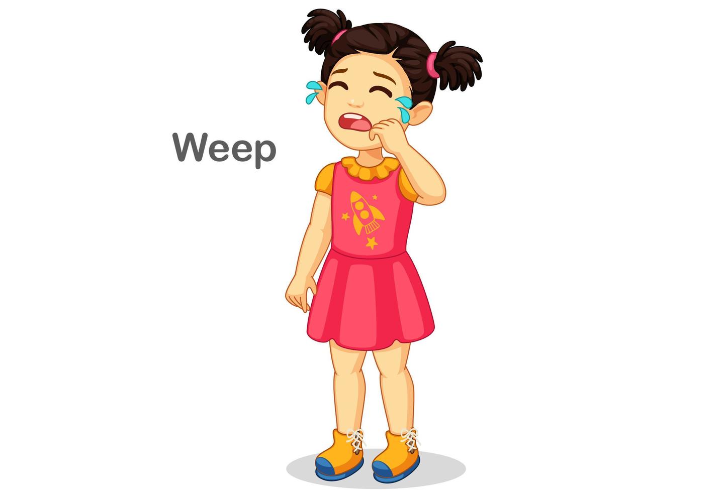 Cute girl crying vector