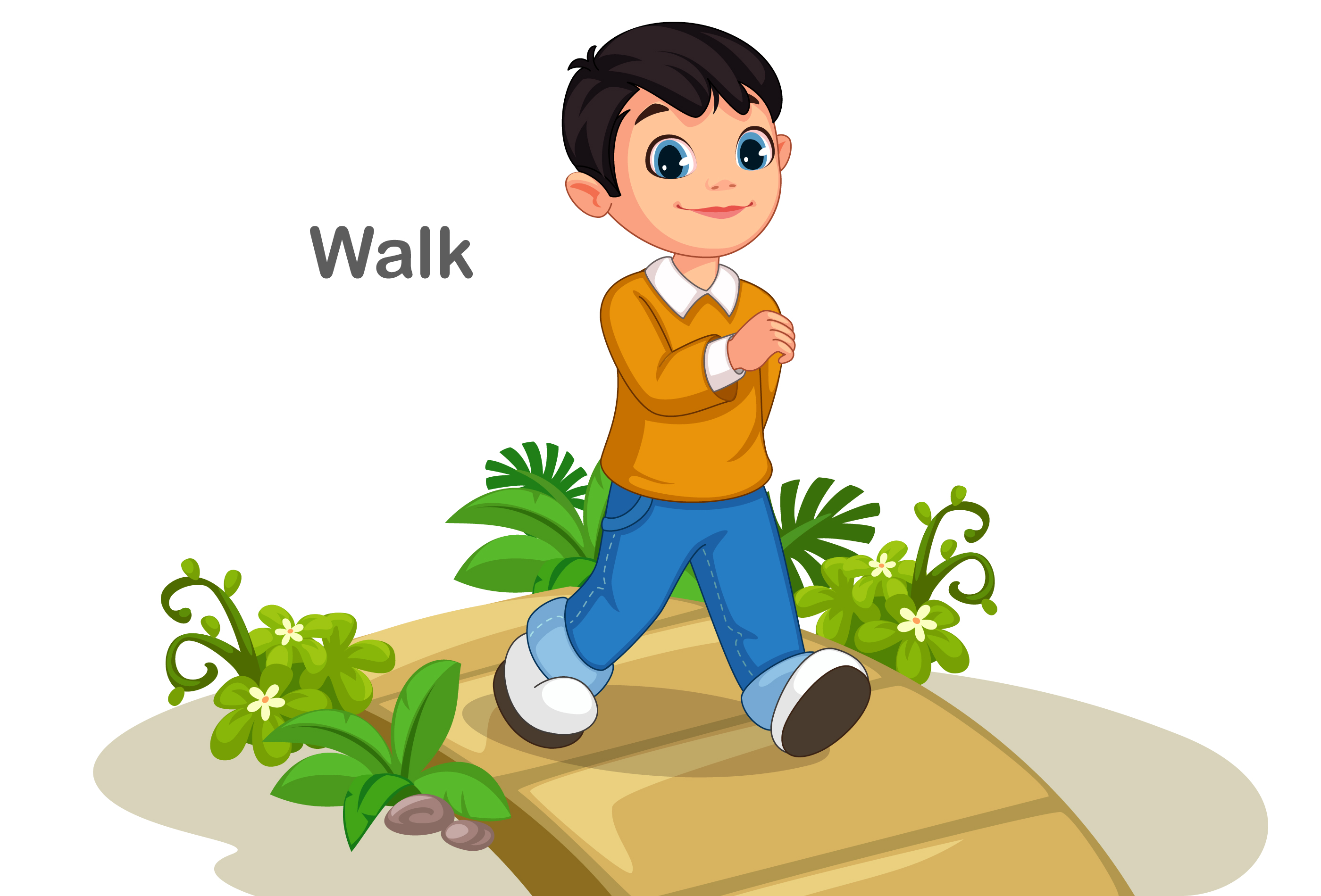 sad boy walking clipart