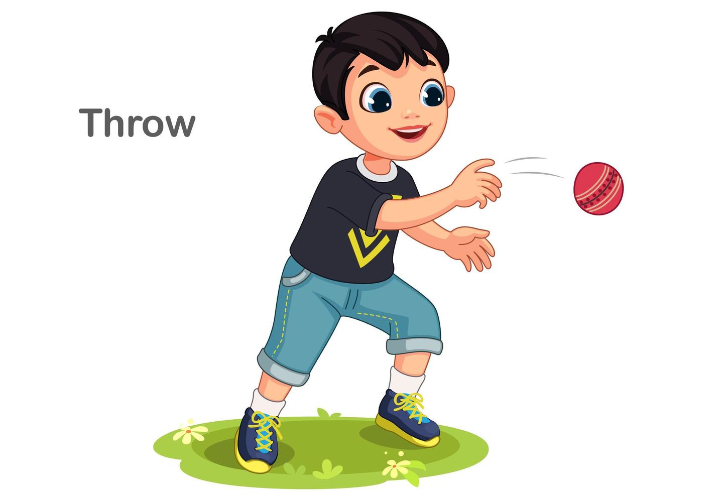 Cute boy throwing a ball vector