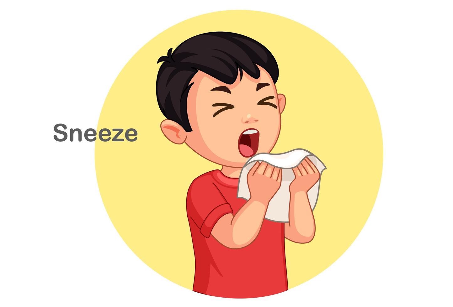 Cute boy sneezing vector