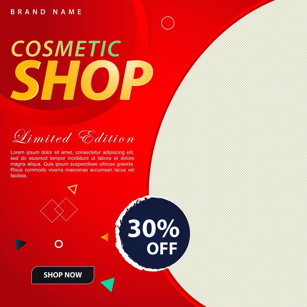 Cosmetic Shop Social Media Post Boost Design Template vector