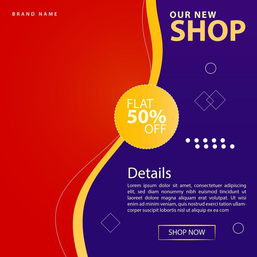 Red and Purple New Shop Social Media Post vector