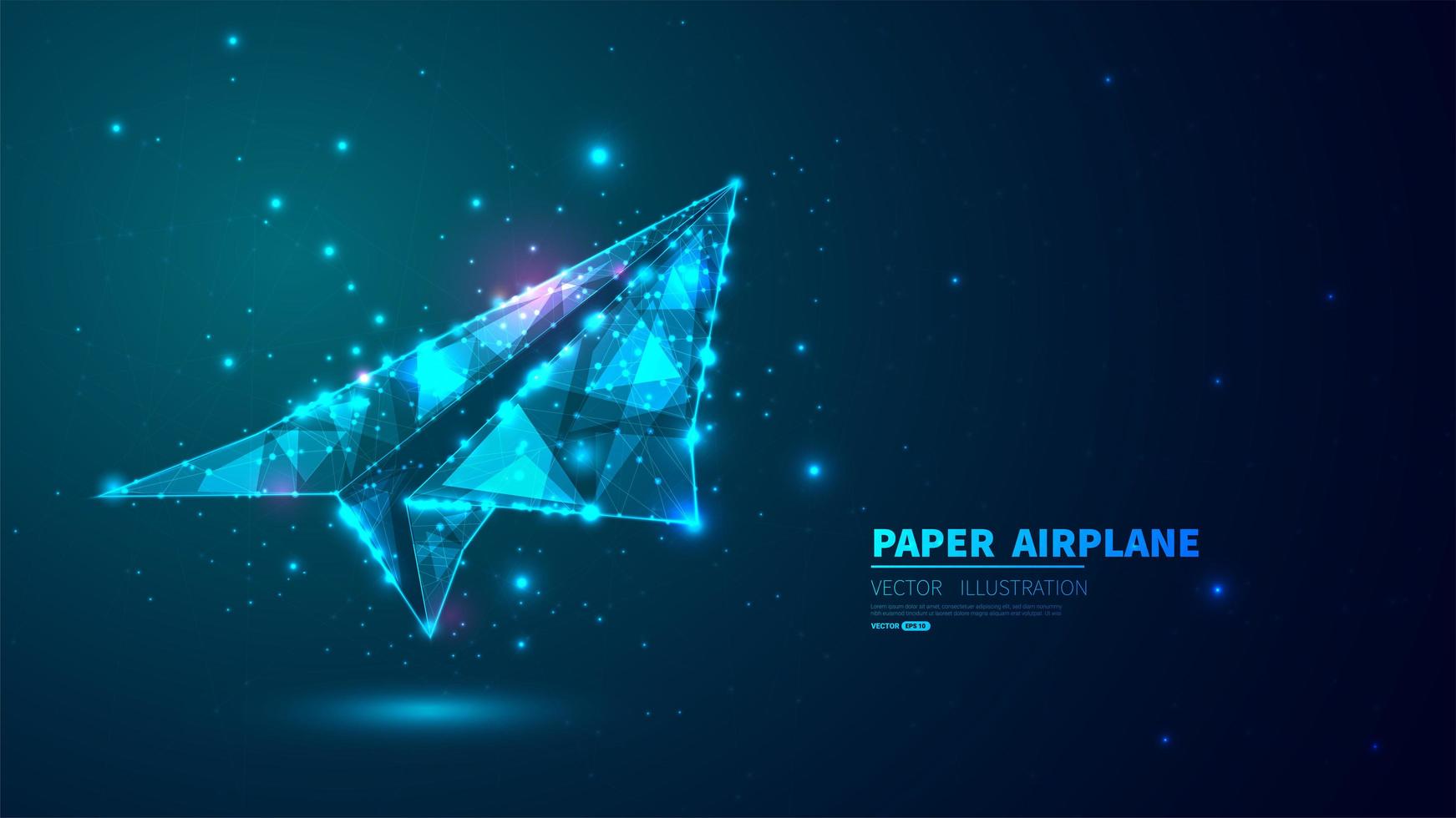 Glowing, futuristic paper airplane background vector