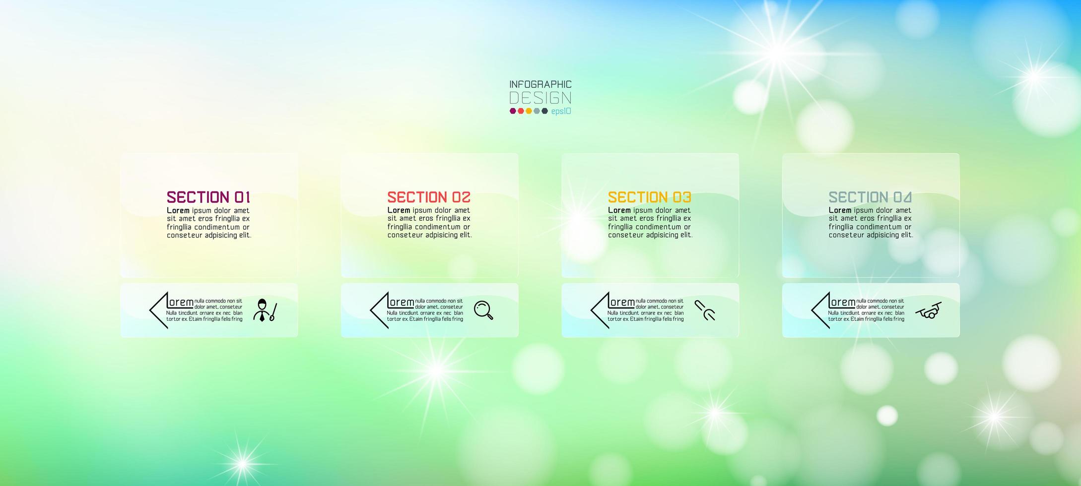 plantilla de banner de infografía bokeh vector