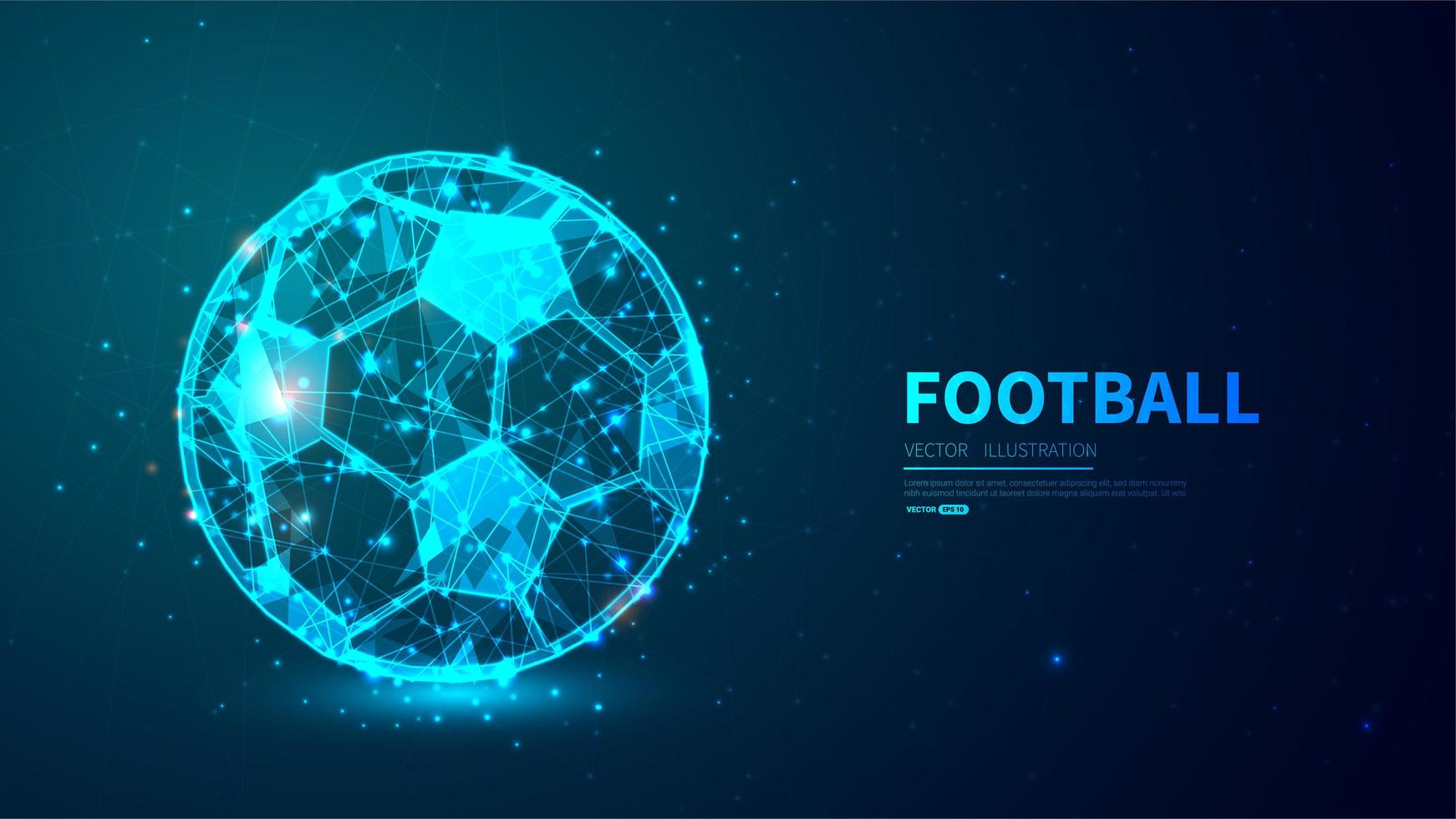 Glowing, futuristic football ball background vector