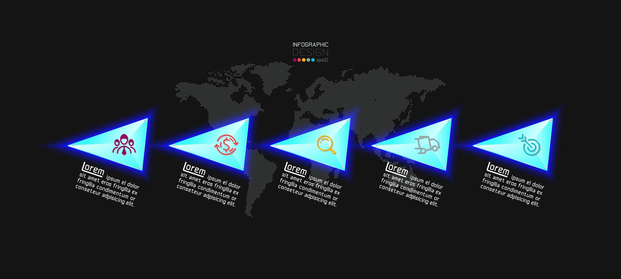 plantilla de banner de infografía de triángulo brillante vector