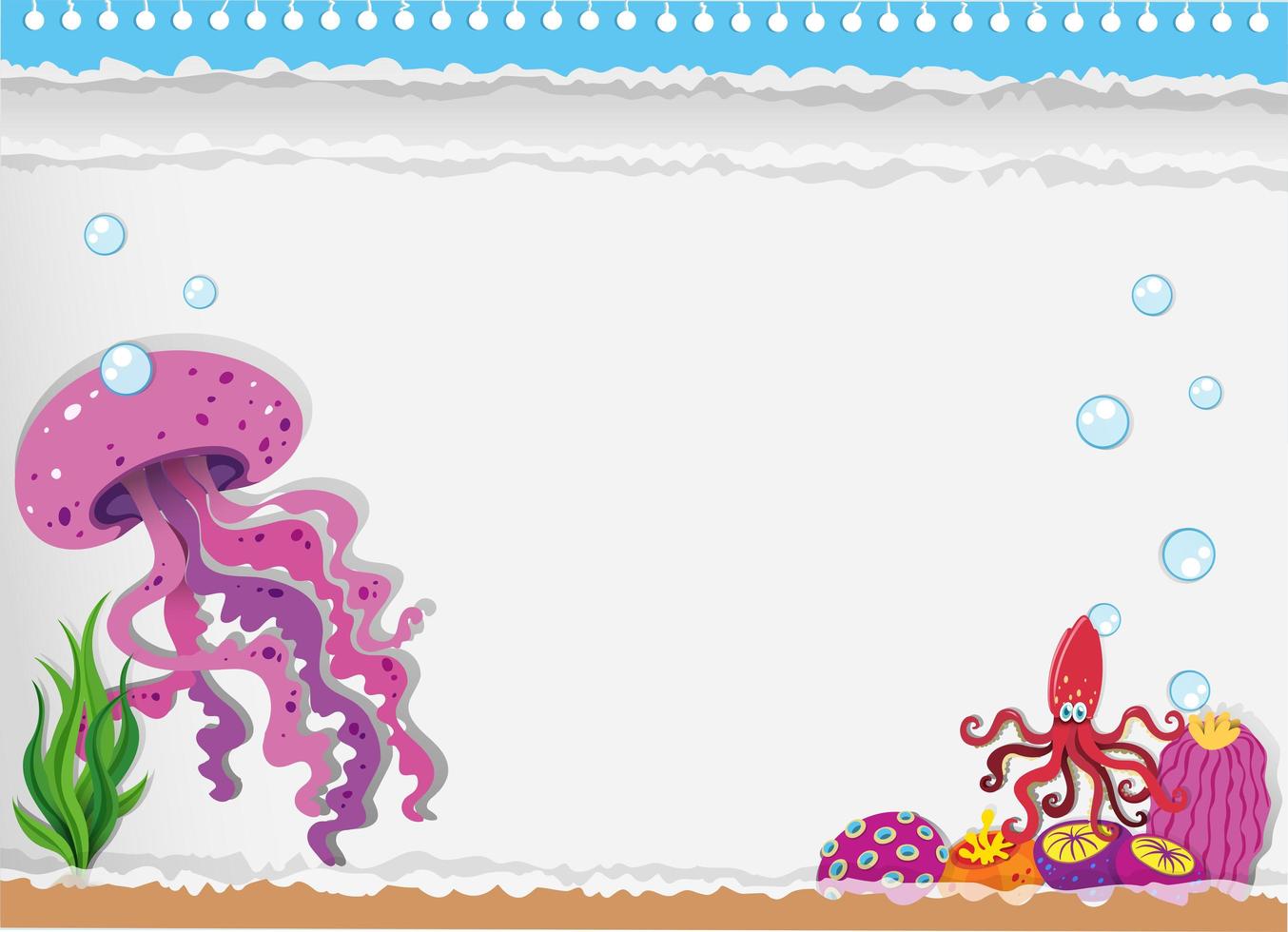 Paper design with jellyfish underwater vector