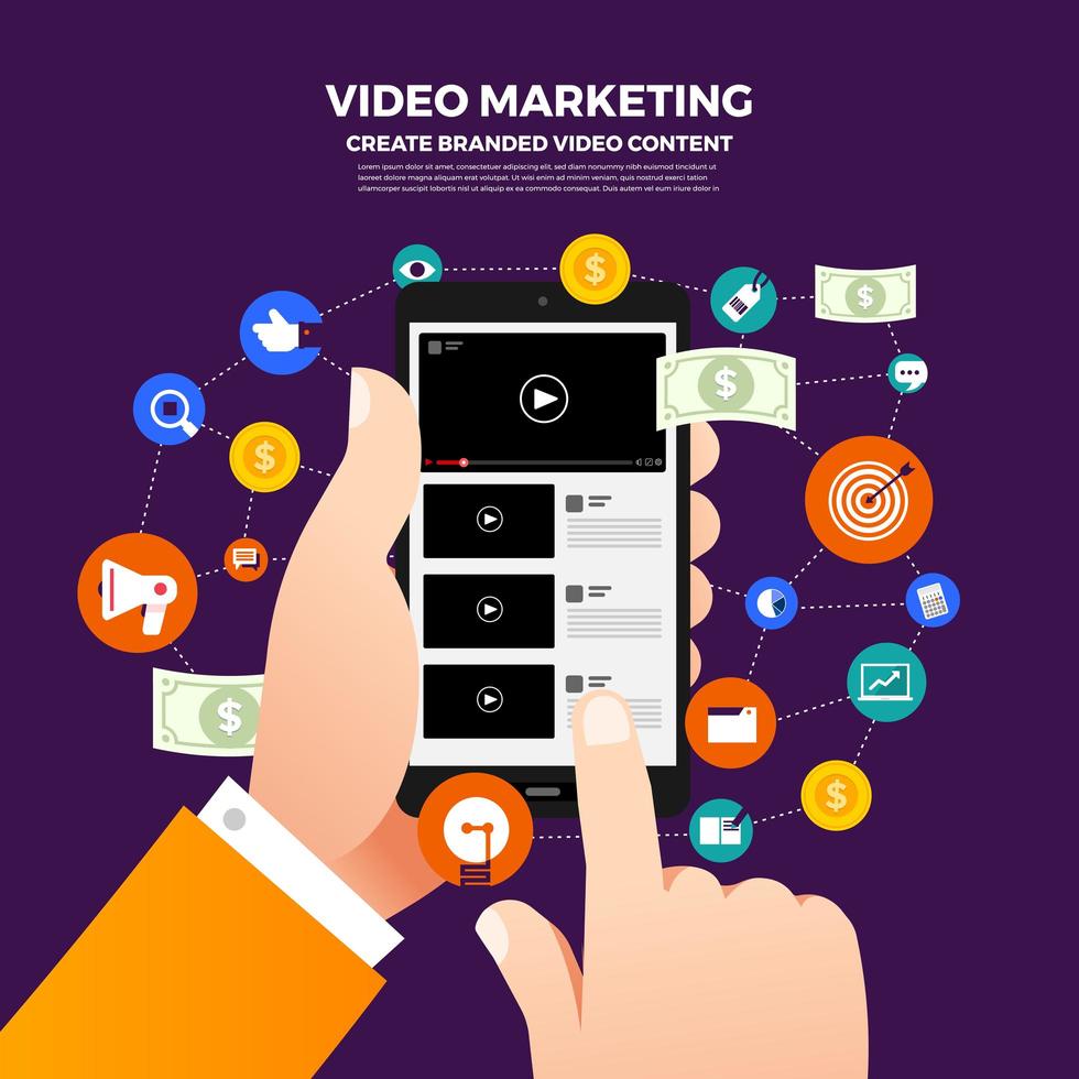 concepto de video marketing vector