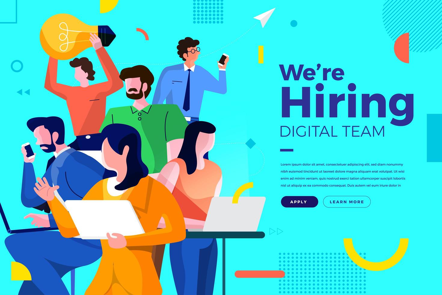 We are hiring digital team vector