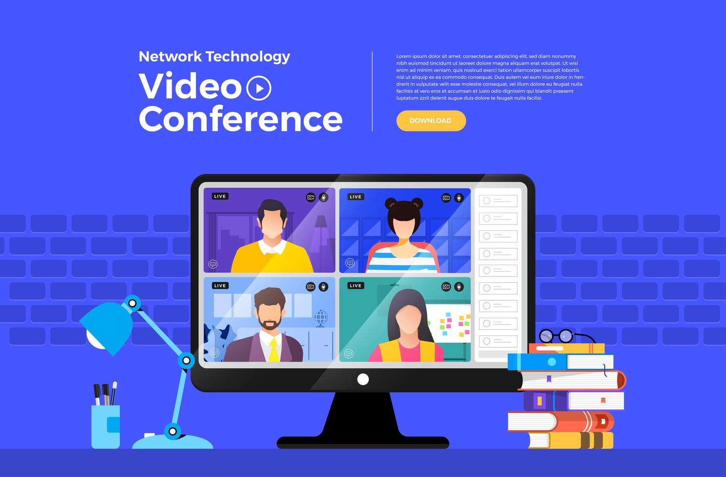 Network technology video conference vector