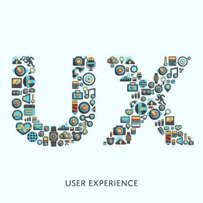 ux word con iconos de tecnología vector