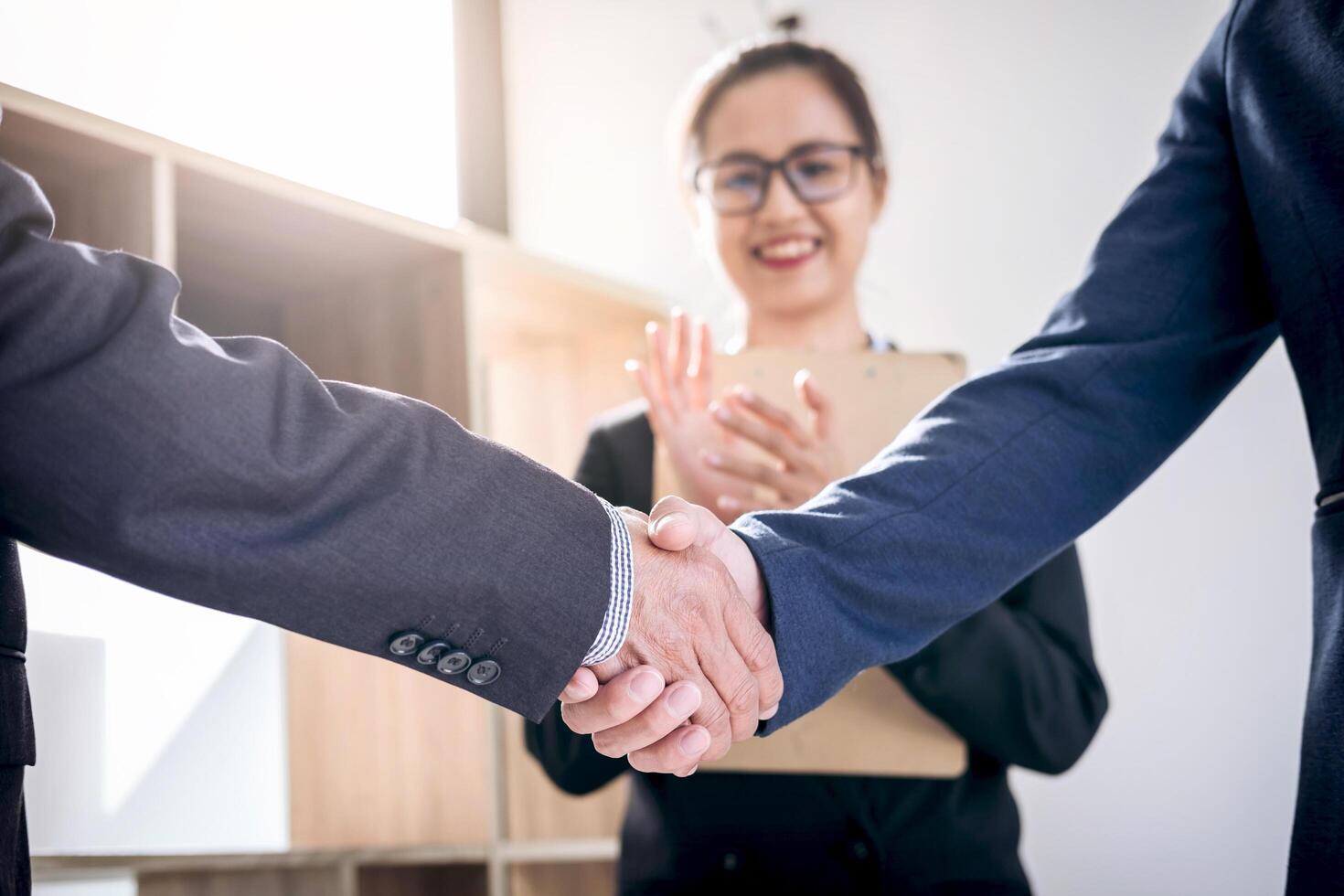  Business handshake after discussing good deal  photo