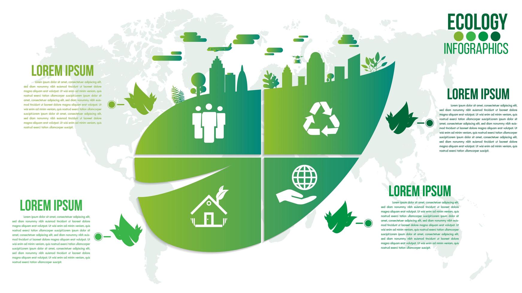 ecología verde ambiente amigable infografía vector