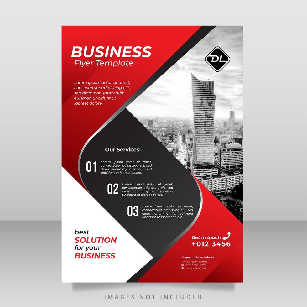 Red, black and white corporate flyer template vector