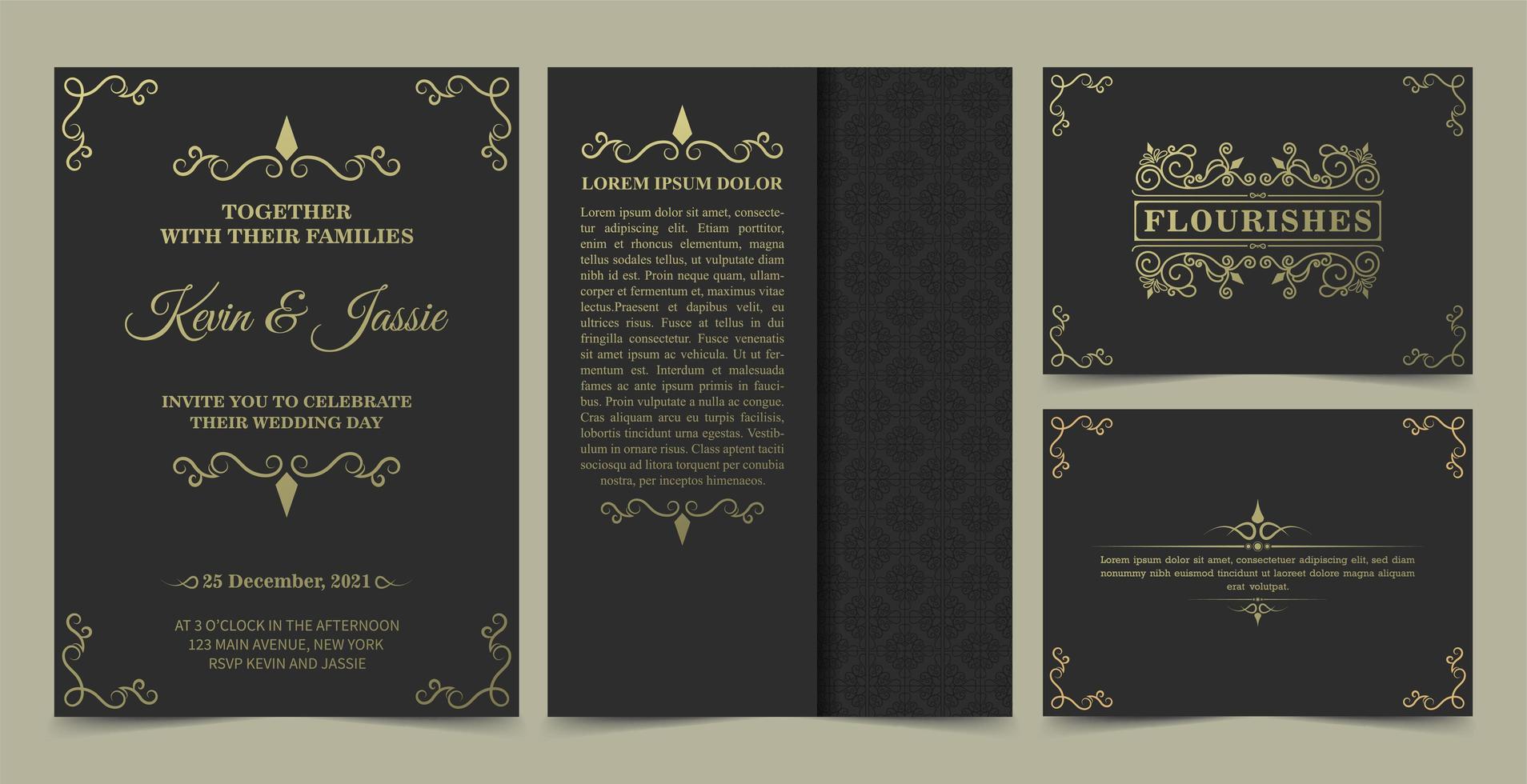 Collection of invitation cards in vintage style vector