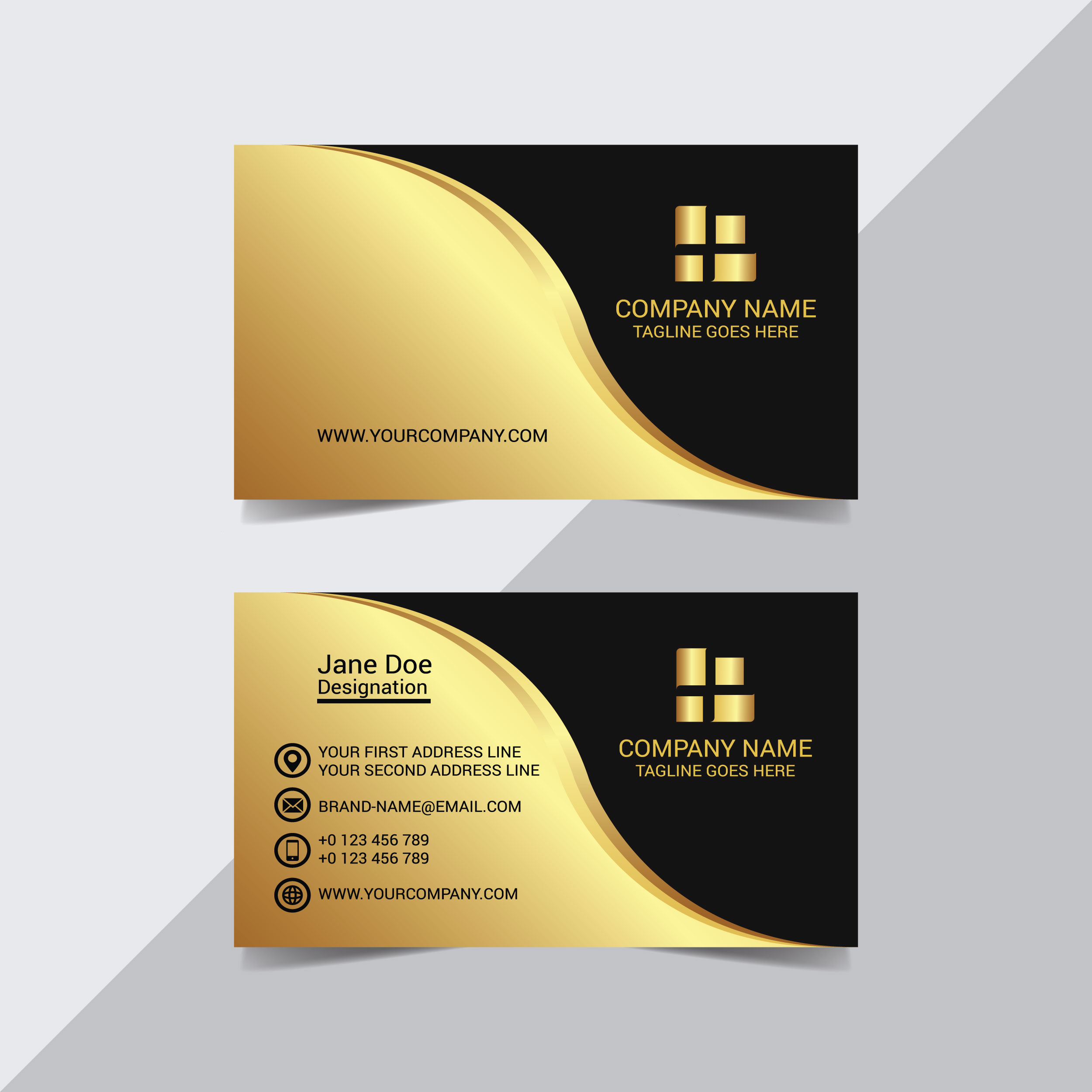 golden visit card vector free download