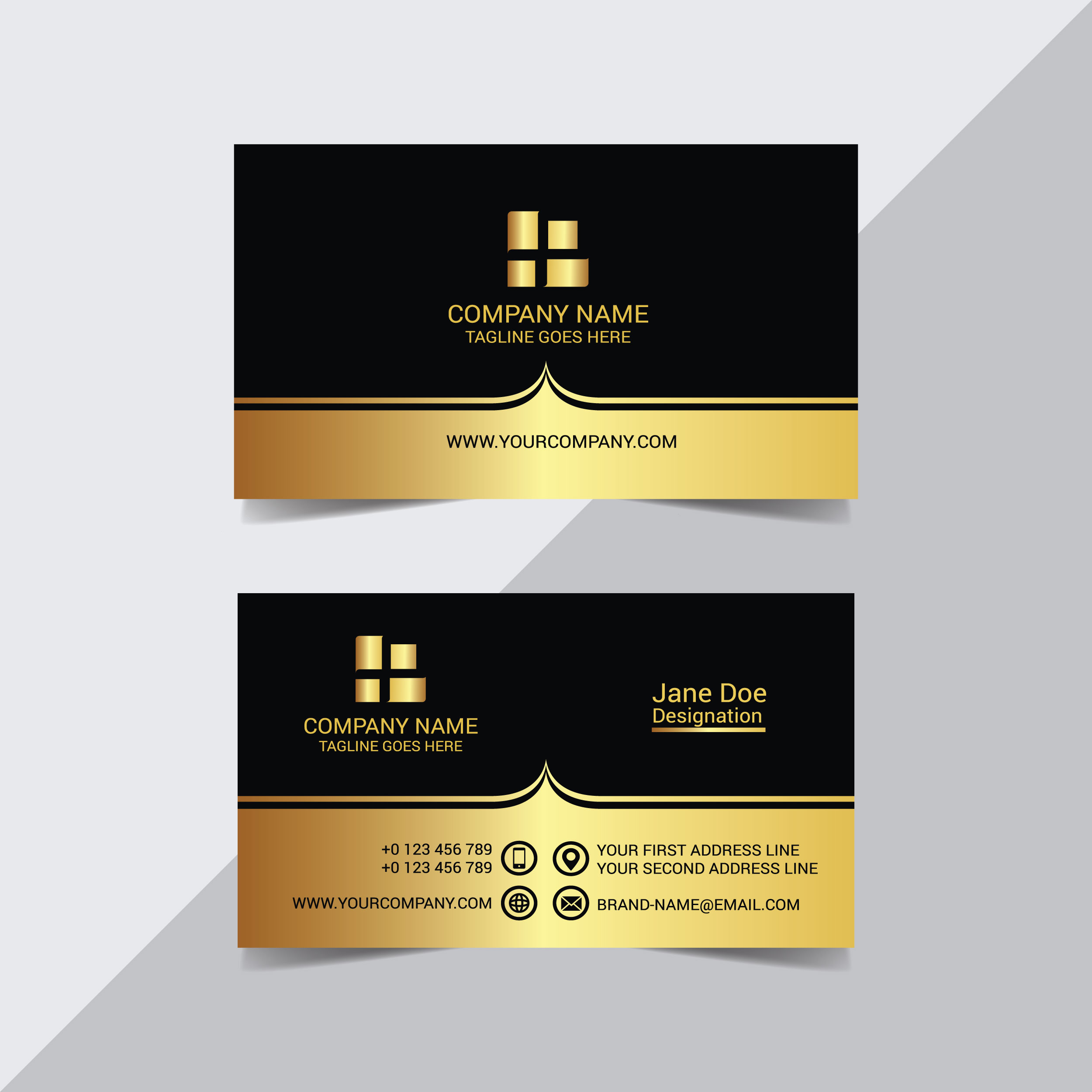 Black And Gold Royal Business Card Template 1308815 Vector Art At Vecteezy