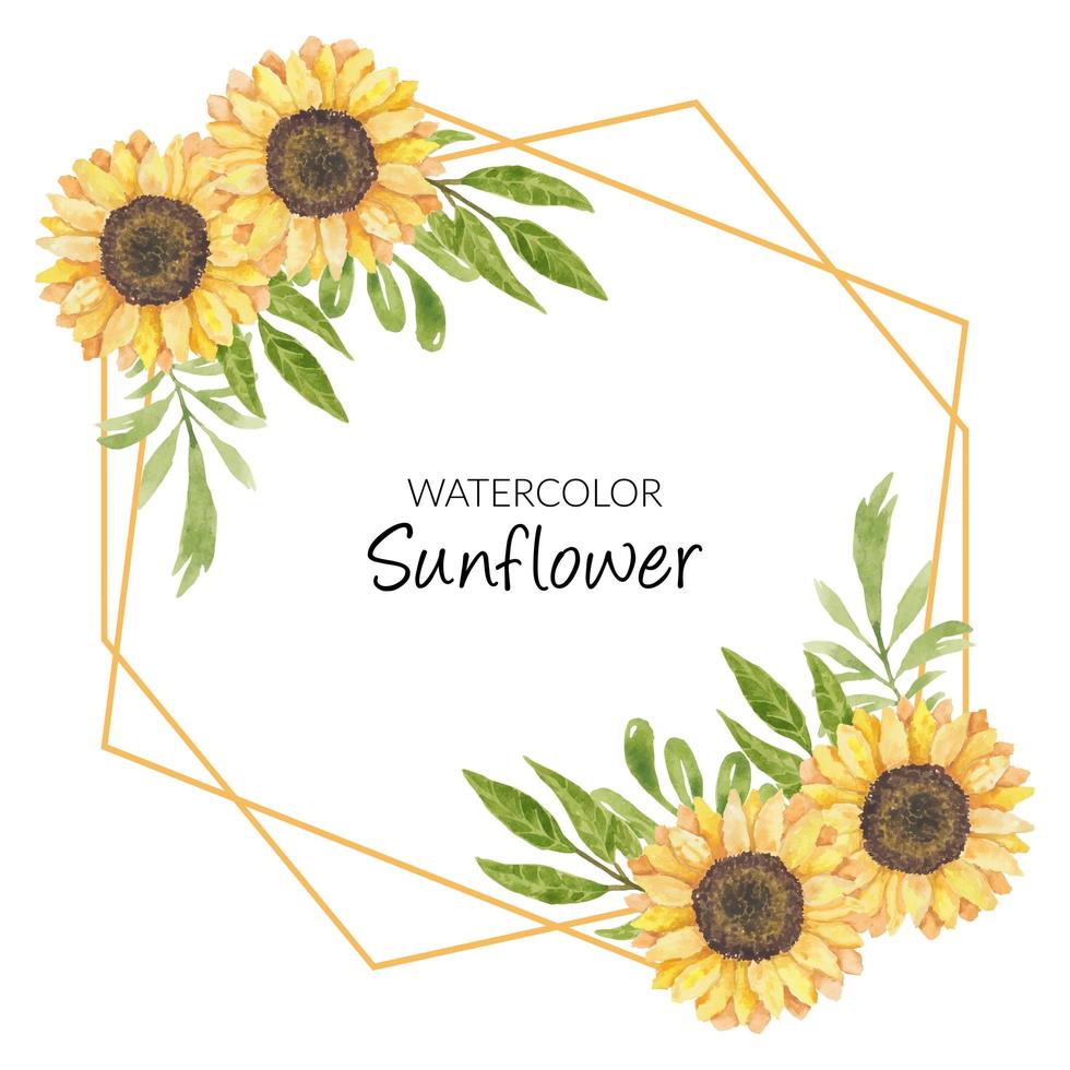 Sunflower watercolor frame decoration vector
