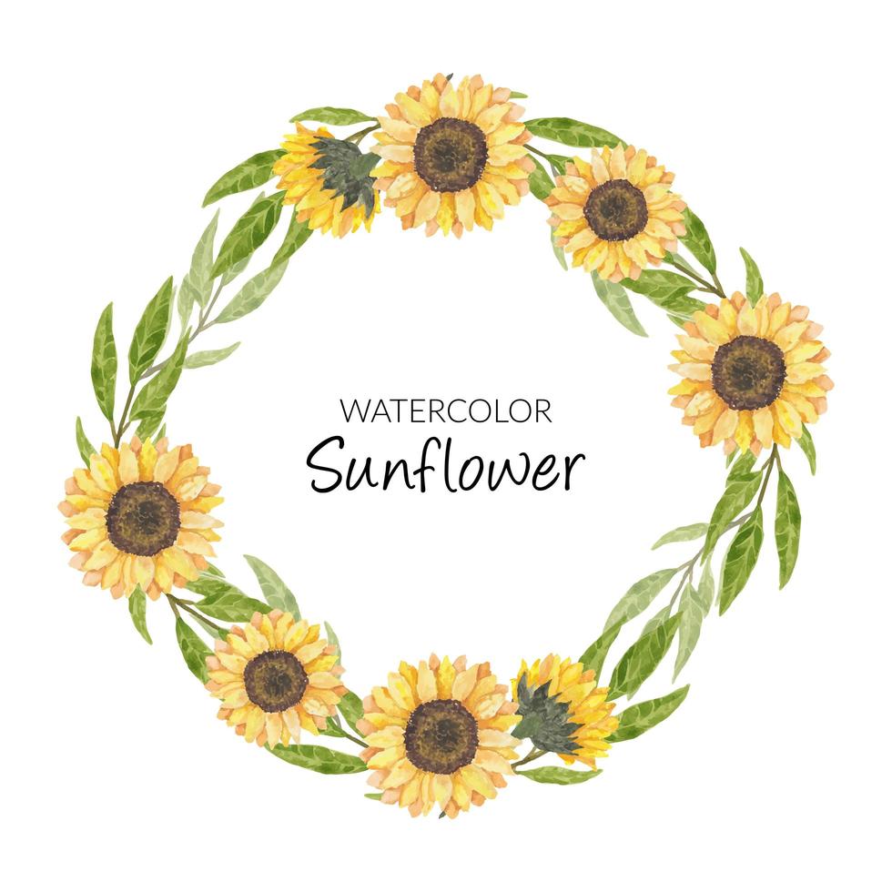 Download Hand painted watercolor sunflower wreath circle border ...