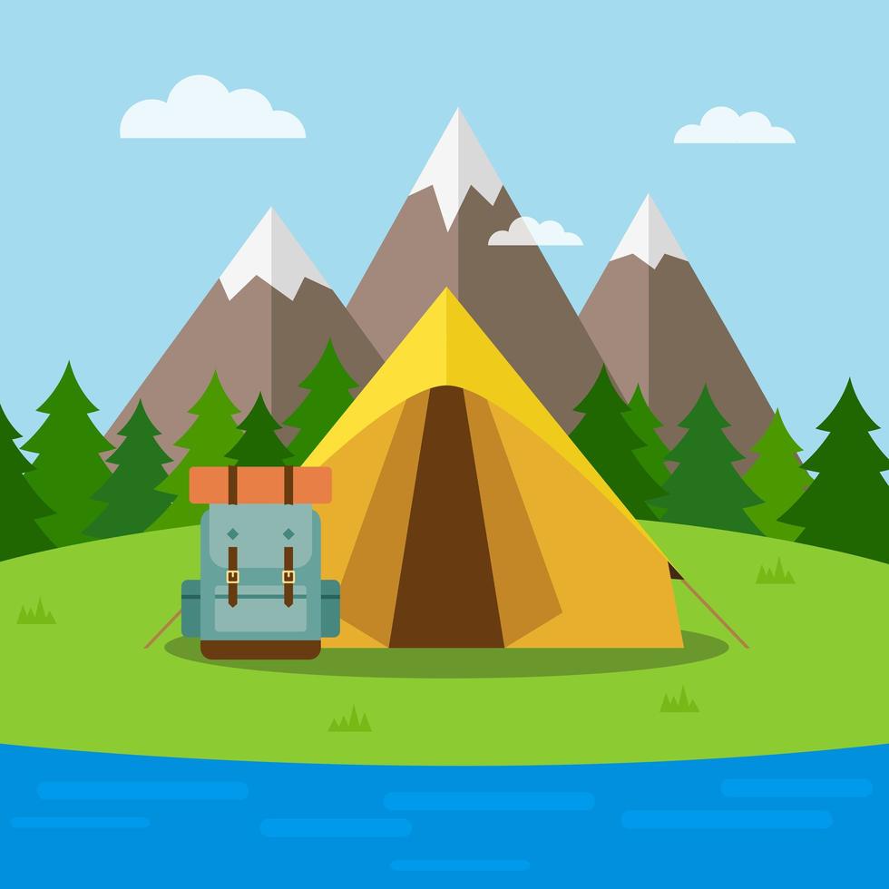 Hiking and camping scene vector