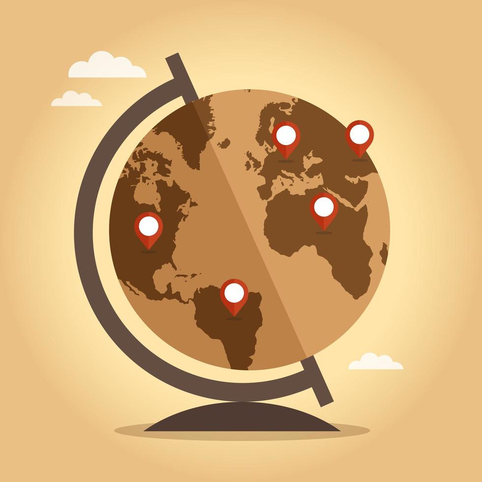 Vintage world globe vector