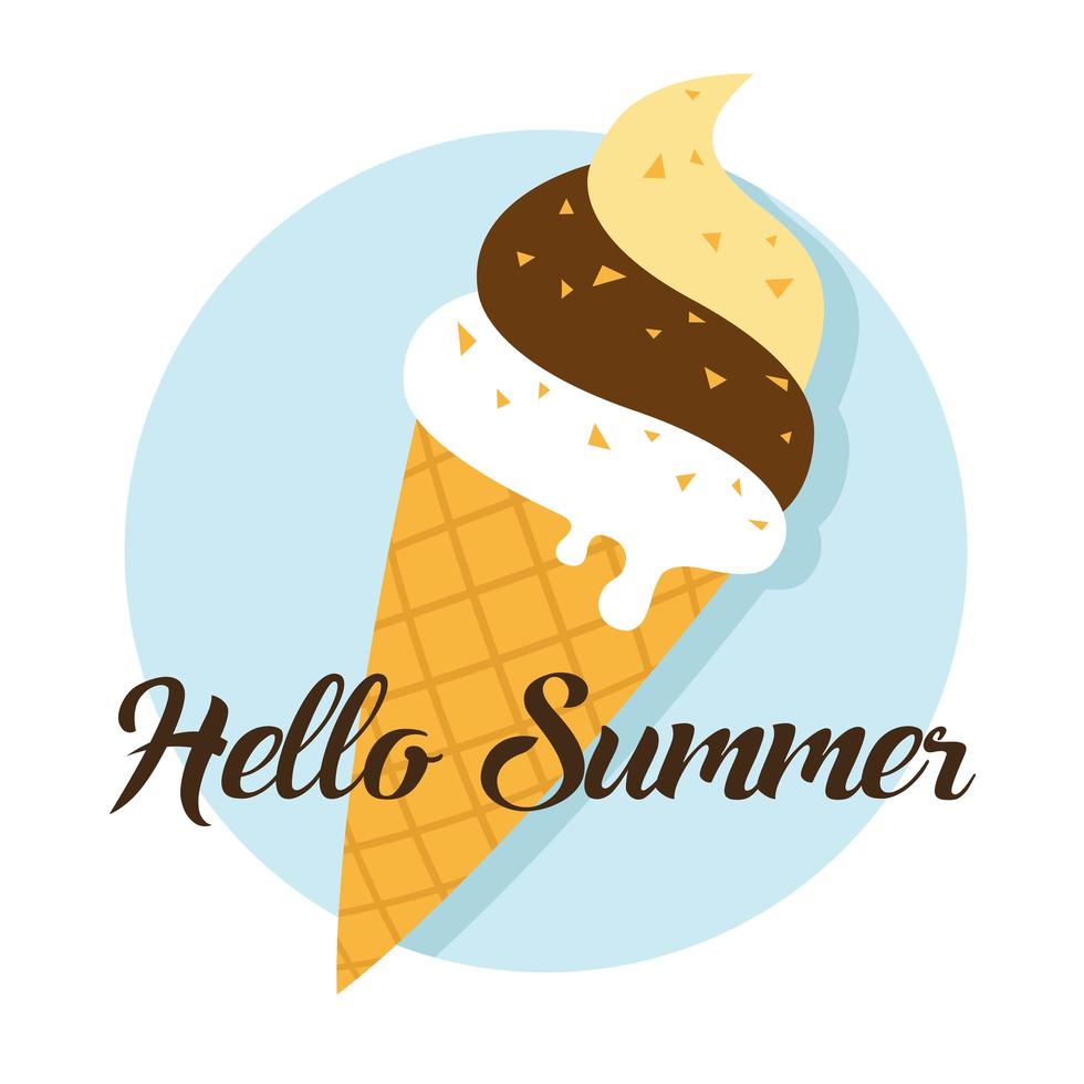 hola verano y helado vector