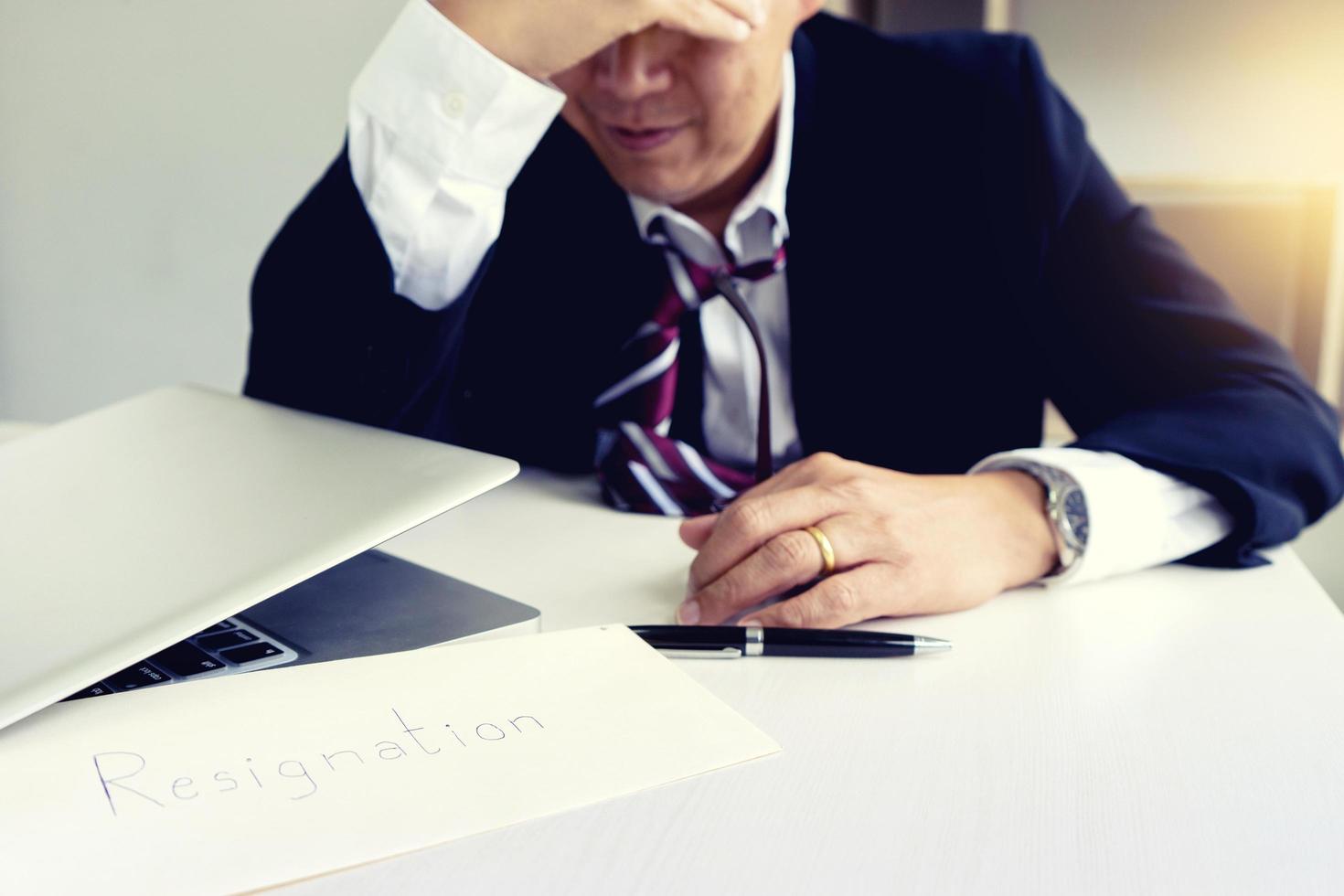 Businessman feeling sad and disappointed photo