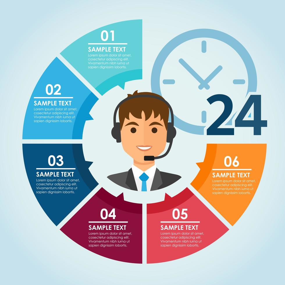 Male call center infographic vector