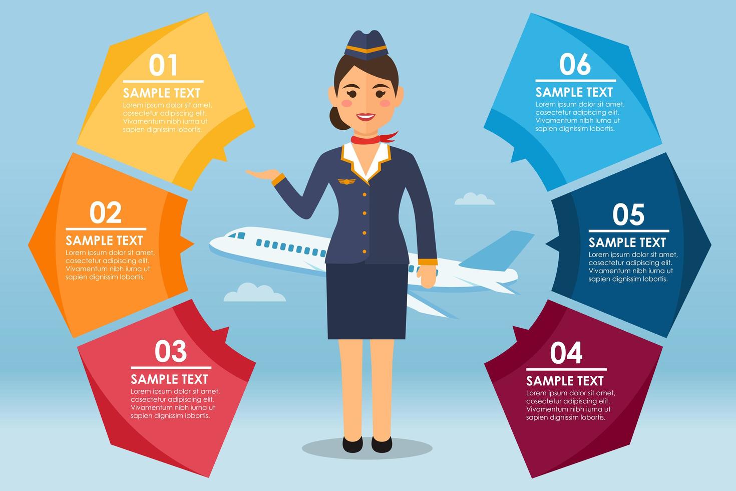 Stewardess round infographic vector