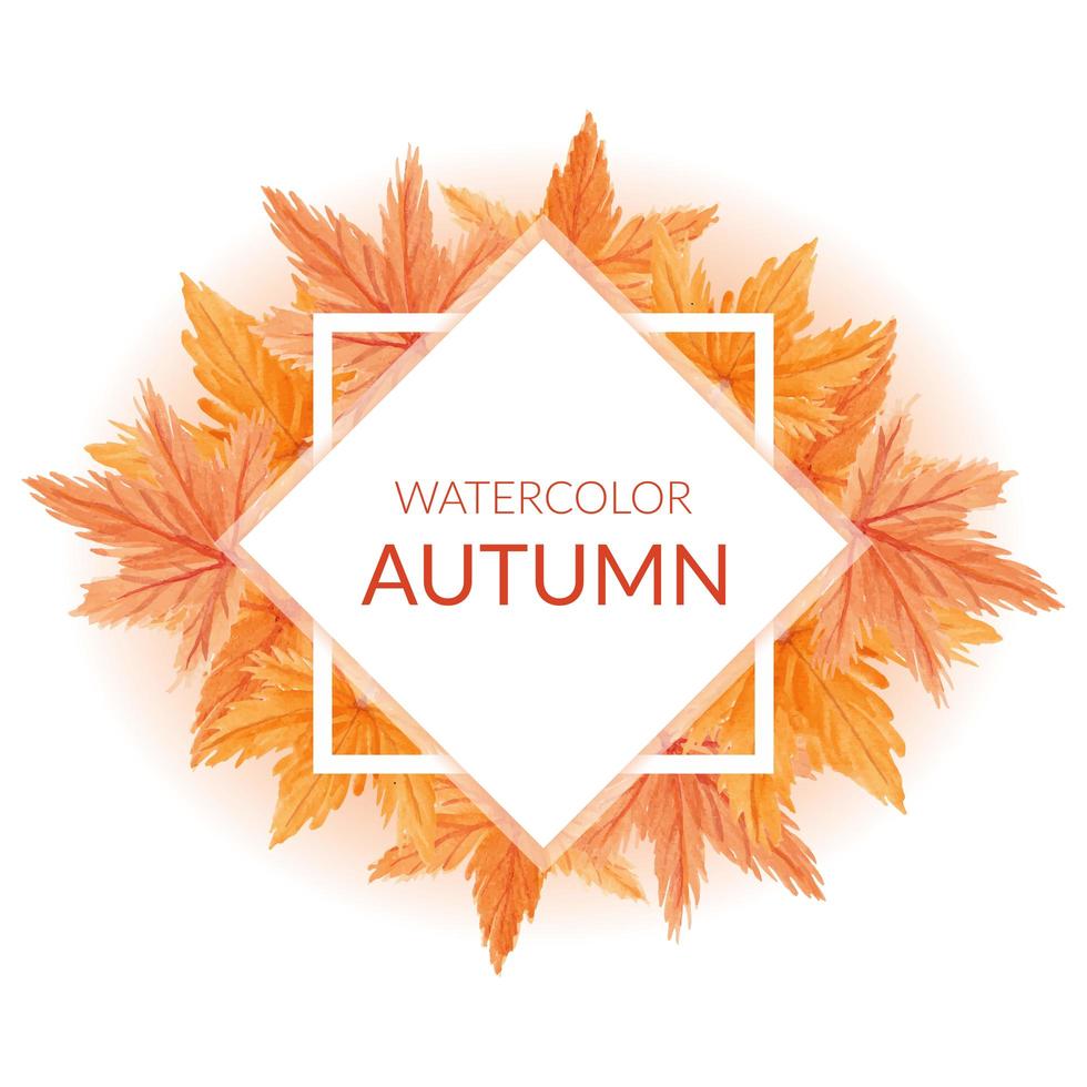 Hand painted watercolor autumn border with maple leaves vector