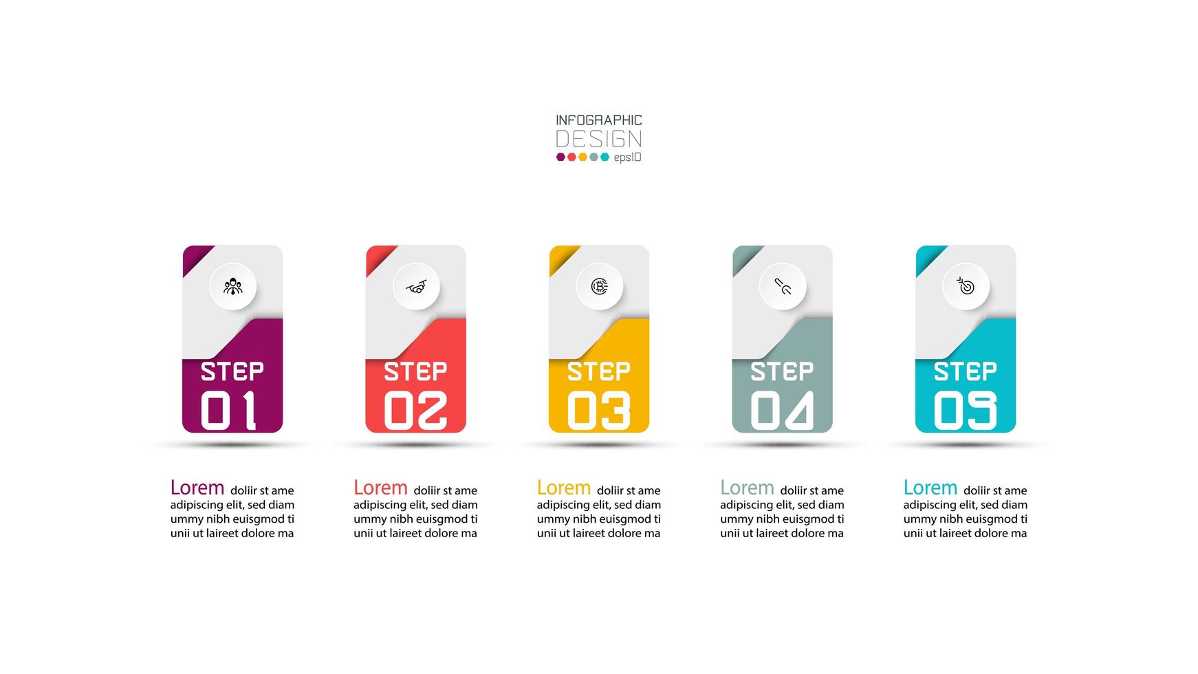 Card steps infographic design vector