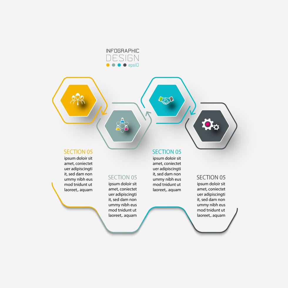 diseño infográfico de presentación hexagonal vector