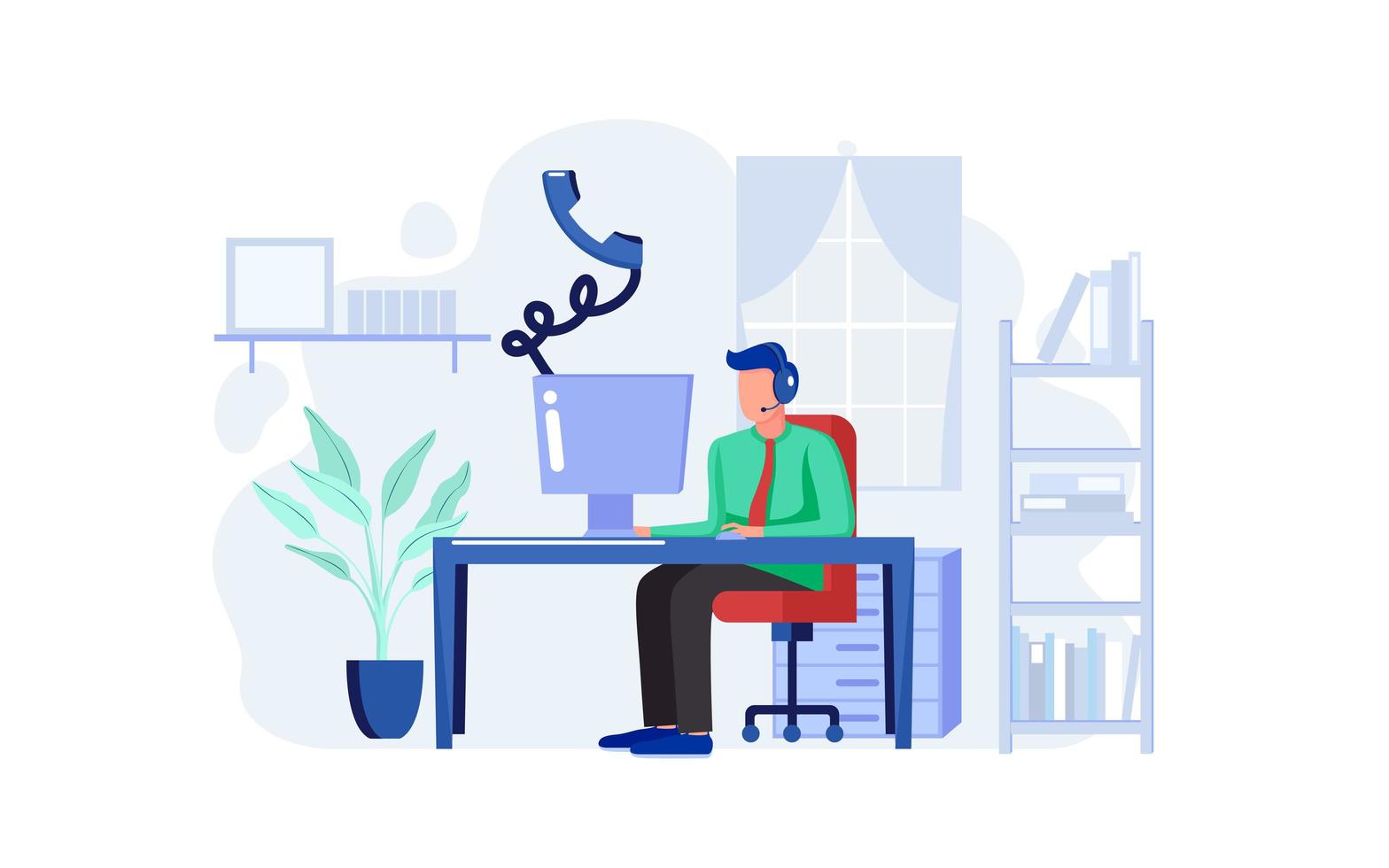 Customer support worker at home concept  vector