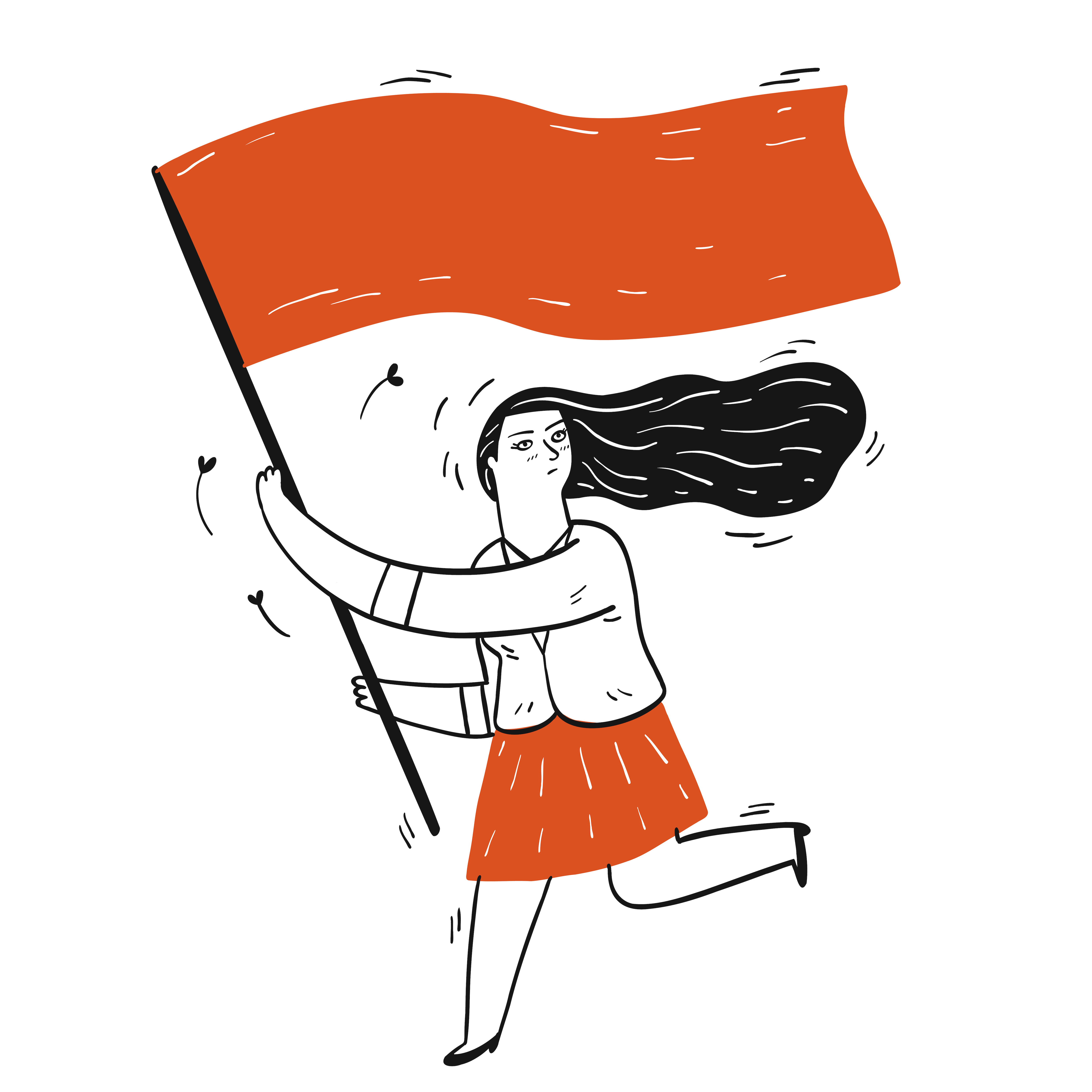 Girl holding blank flag 1308929 Vector Art at Vecteezy