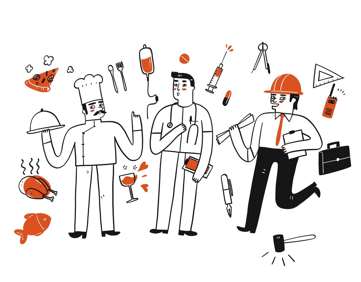 A group of workers with icons vector