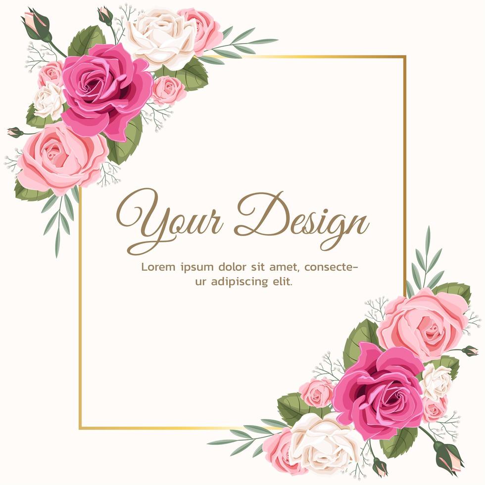 Pink Floral Rose Wedding Invitation vector