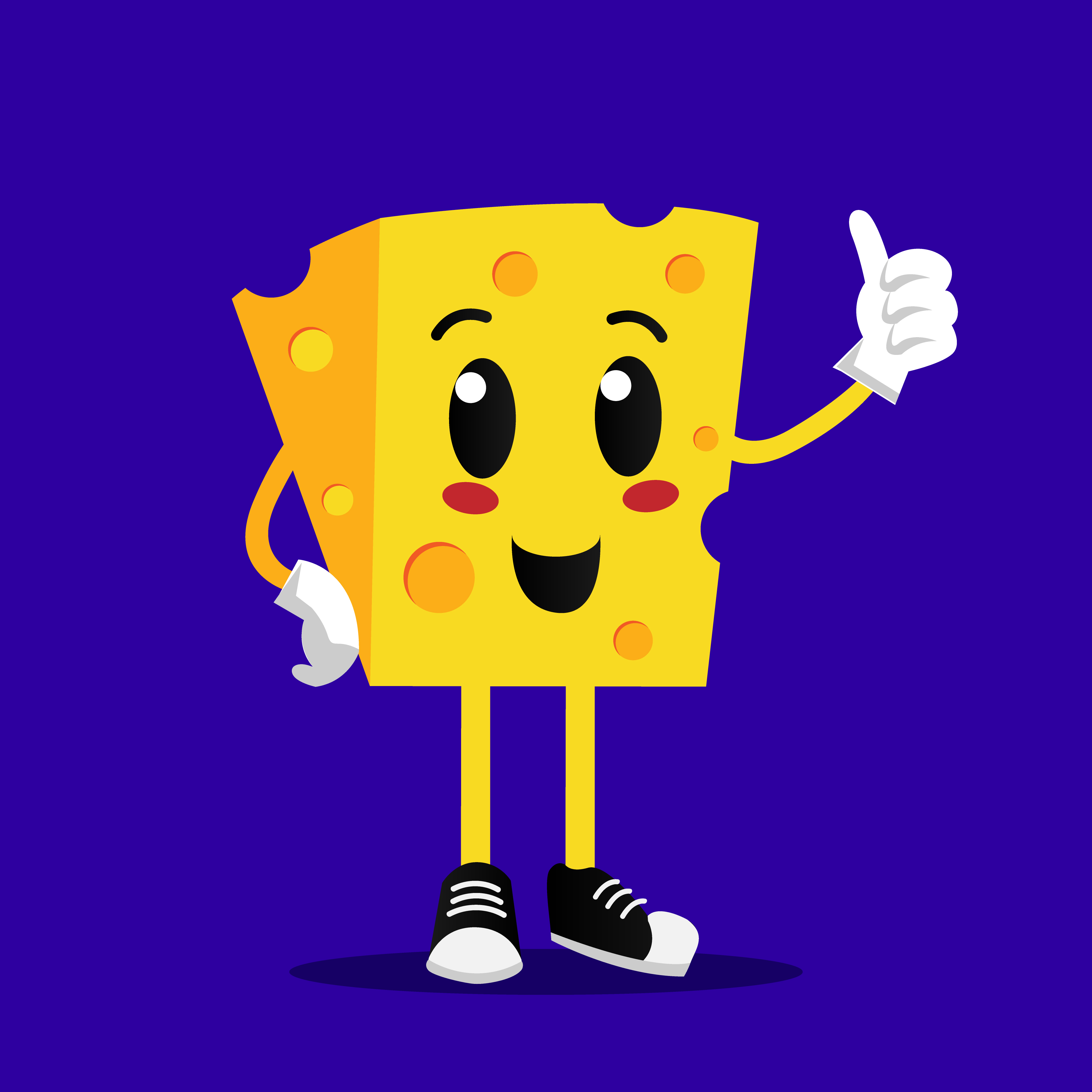 Illustration cheese mascot cartoon design on blue background.