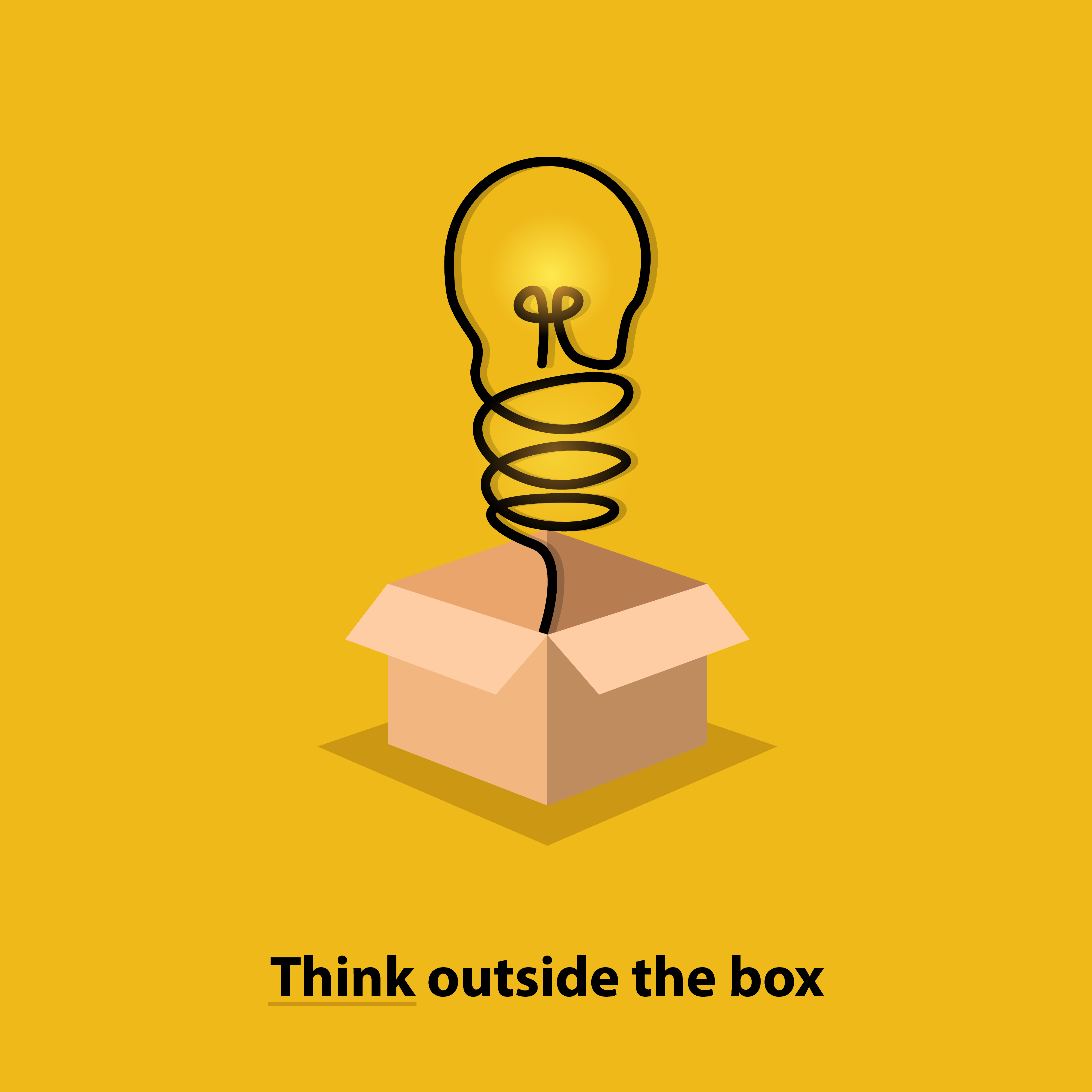 Think outside the box design with bulb and box 1309082 Vector Art at